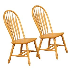 Pemberly Row Windsor Dining Side Chairs in Light Oak Solid Wood (Set of 2)