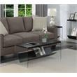 Pemberly Row Modern Coffee Table with Shelf in Black Wood Finish