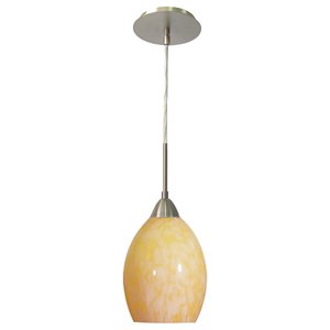 Pemberly Row Modern 1-Light Mini-Pendant in Duvet/Satin Nickel