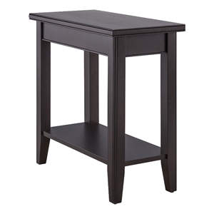 Pemberly Row Modern Narrow Wood End Table with Shelf in Black