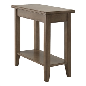 Pemberly Row Solid Wood Narrow End Table with Shelf in Smoke Gray