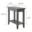 Pemberly Row Solid Wood Narrow End Table with Shelf in Smoke Gray