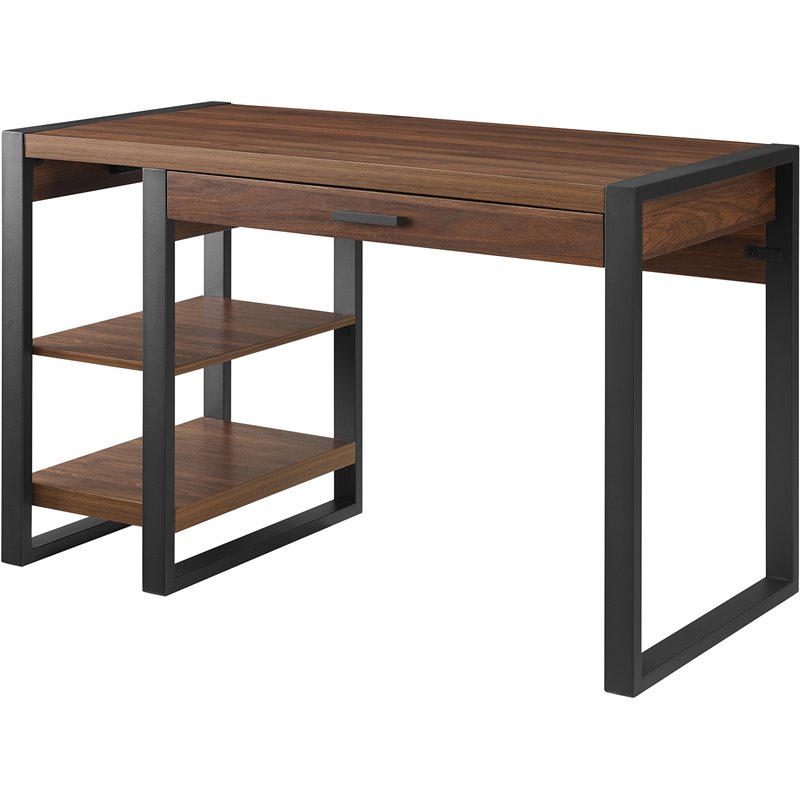 Pemberly Row Wood Computer Desk w/ USB Port and AC Plug-in Unit - Dark Walnut