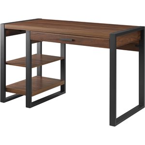 Pemberly Row Wood Computer Desk w/ USB Port and AC Plug-in Unit - Dark Walnut