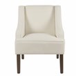 Pemberly Row Traditional Wood and Fabric Swoop Arm Accent Chair in Cream Finish