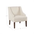 Pemberly Row Traditional Wood and Fabric Swoop Arm Accent Chair in Cream Finish