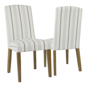 Pemberly Row 38.75&quot Traditional Fabric Parsons Dining Chairs in Blue (Set of 2)