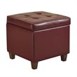 Pemberly Row Square Transitional Faux Leather Storage Ottoman in Dark Red
