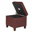 Pemberly Row Square Transitional Faux Leather Storage Ottoman in Dark Red
