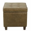 Pemberly Row Wood and Faux Leather Storage Ottoman - Distressed Brown