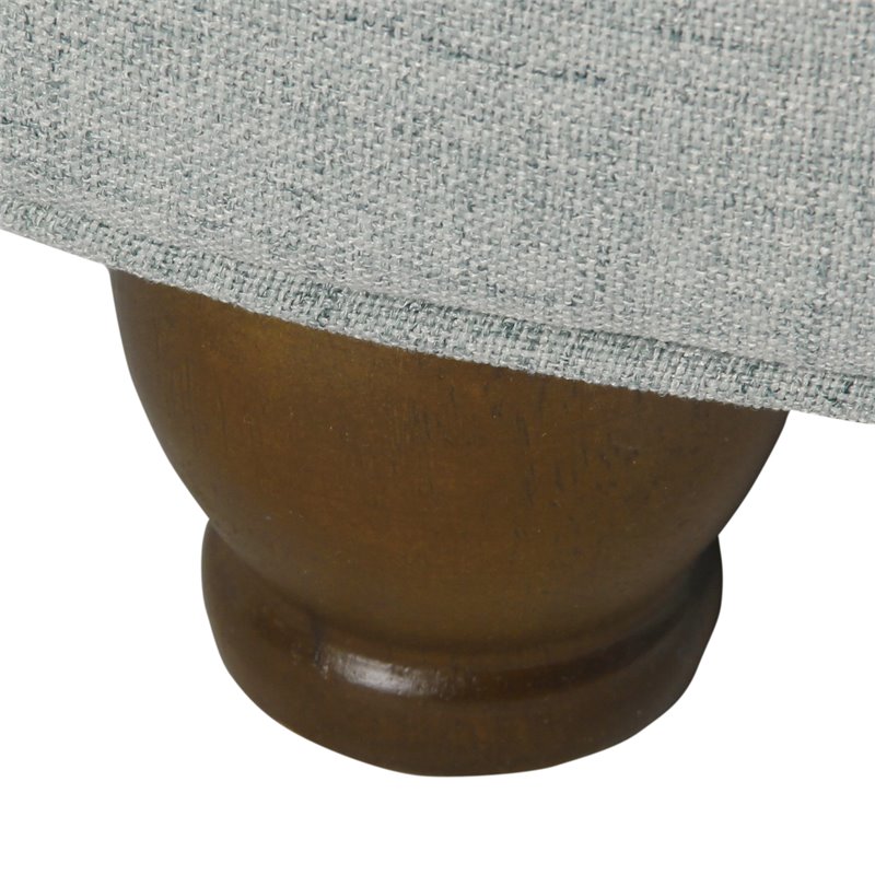 Pemberly Row Round Traditional Wood and Fabric Large Storage Ottoman in Blue