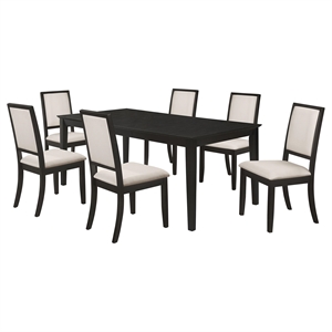 Pemberly Row 7-piece Contemporary Rectangular Wood Dining Set Black and Cream