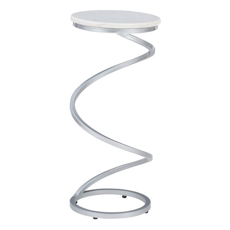 Pemberley Row Marble White Drink Table Round Compact 10.5