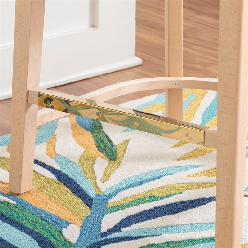 Pemberly Row Wood Commercial Grade Set of Two Counter Stools in Unfinish Natural