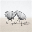 Pemberly Row Contemporary Metal Patio Chairs in White (Set of 2)