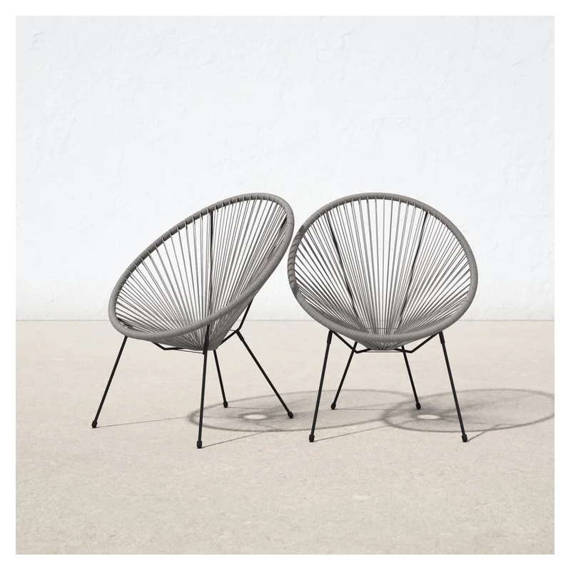 Pemberly Row Contemporary Metal Patio Chairs in White (Set of 2)
