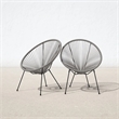 Pemberly Row Contemporary Metal Patio Chairs in White (Set of 2)