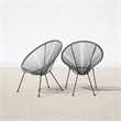 Pemberly Row Contemporary Metal Patio Chairs in White (Set of 2)