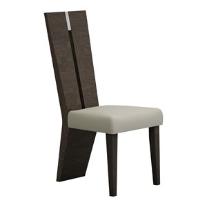 Pemberly Row Modern Lacquer Wood Dining Chair in High Gloss Gray
