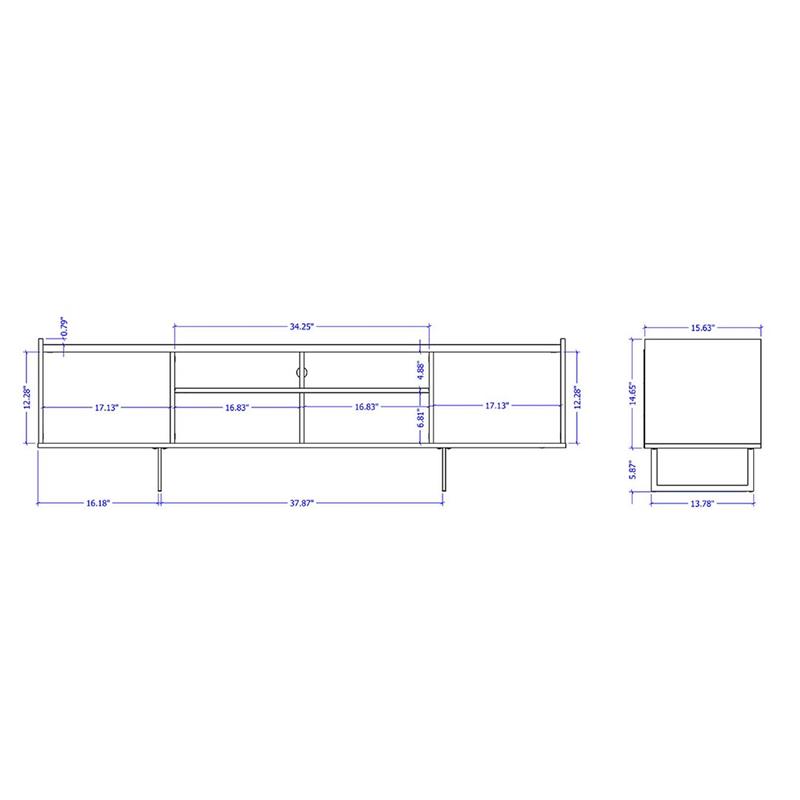 Pemberly Row Sleek Modern TV Stand with 6 Shelves in White Cinnamon