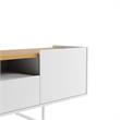 Pemberly Row Sleek Modern TV Stand with 6 Shelves in White Cinnamon