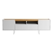 Pemberly Row Sleek Modern TV Stand with 6 Shelves in White Cinnamon