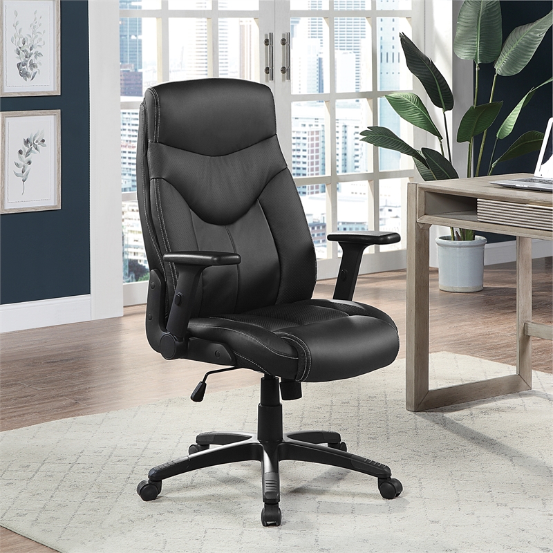 Pemberly Row Executive High Back Black Bonded Leather Office Chair