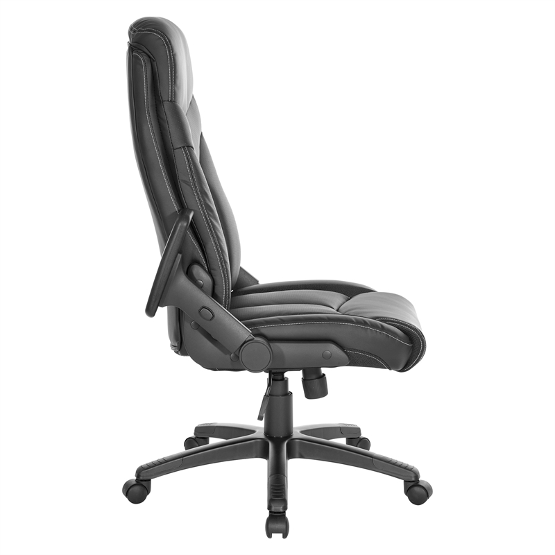 Pemberly Row Executive High Back Black Bonded Leather Office Chair