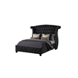 Pemberly Row Upholstery Queen Size Bed Made With Wood in Black Color