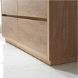 Pemberly Row Single Sink Bathroom Vanity Natural Oak Wood White Top No Mirror