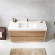 Pemberly Row Single Sink Bathroom Vanity Natural Oak Wood White Top No Mirror