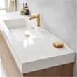 Pemberly Row Single Sink Bathroom Vanity Natural Oak Wood White Top No Mirror