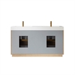 Pemberly Row Double Sink Bathroom Vanity Natural Oak Wood White Top No Mirror