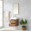 Pemberly Row Single Sink Wall-Mount Floating Wood Bathroom Vanity With Mirror