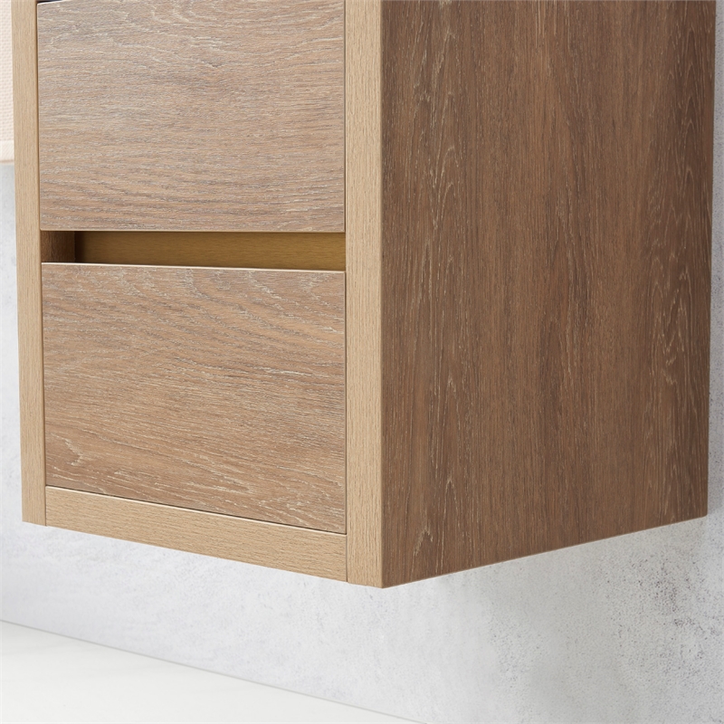Pemberly Row Single Sink Wall-Mount Floating Wood Bathroom Vanity With Mirror