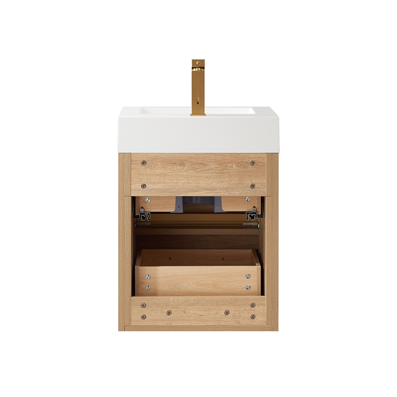 Pemberly Row Single Sink Wall-Mount Floating Wood Bathroom Vanity With Mirror