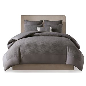 Pemberly Row 3-Piece Polyester Yarn Dyed Pieced Comforter Set in Gray