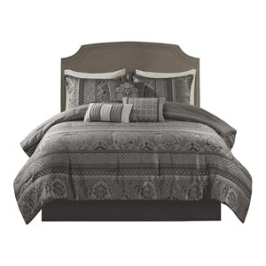 Pemberly Row 7-Piece Polyester Jacquard Comforter Set in Gray
