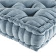 Pemberly Row Modern Square Polyester Chenille Cushion in Aqua Blue