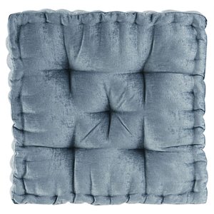Pemberly Row Modern Square Polyester Chenille Cushion in Aqua Blue