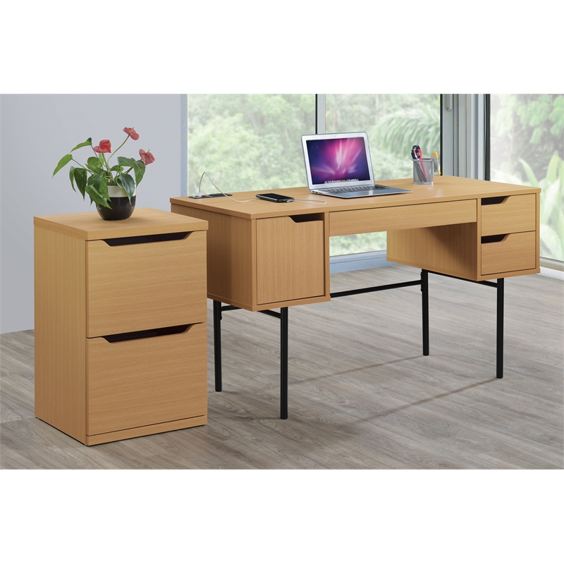 Pemberly Row 2-Drawer Wood Vertical File with Lockdowel - Natural Finish
