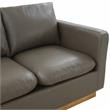 Pemberly Row Contemporary Leather Loveseat With Gold Base In Gray