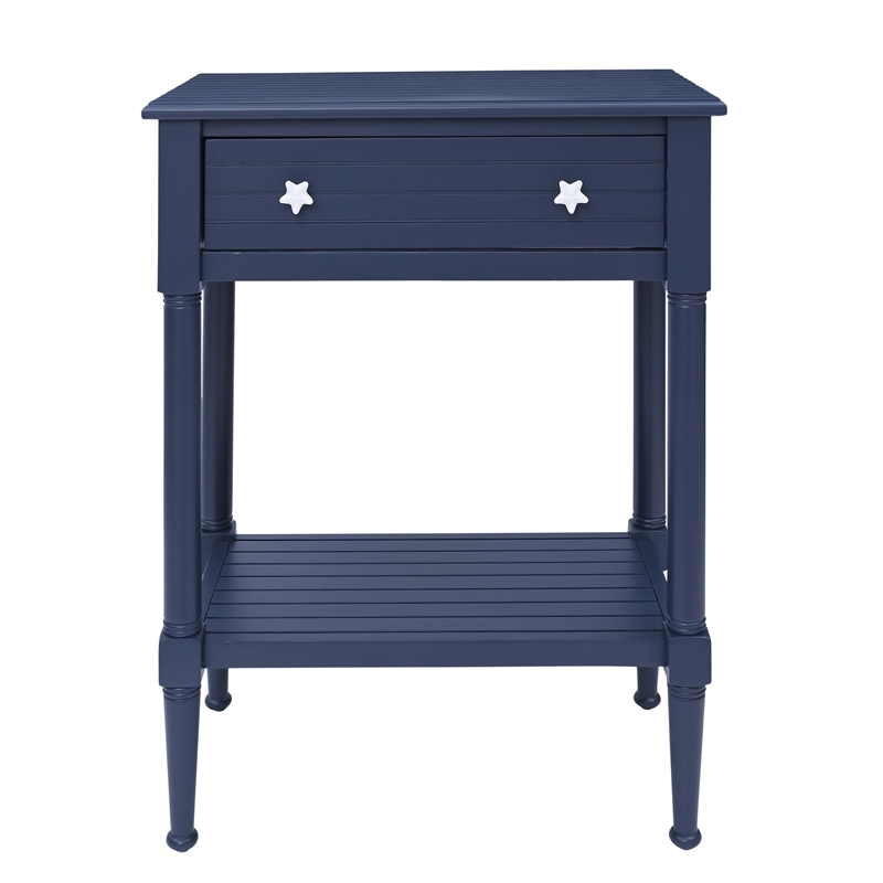 Pemberly Row Wood Accent Starfish Coastal Side Table in Navy