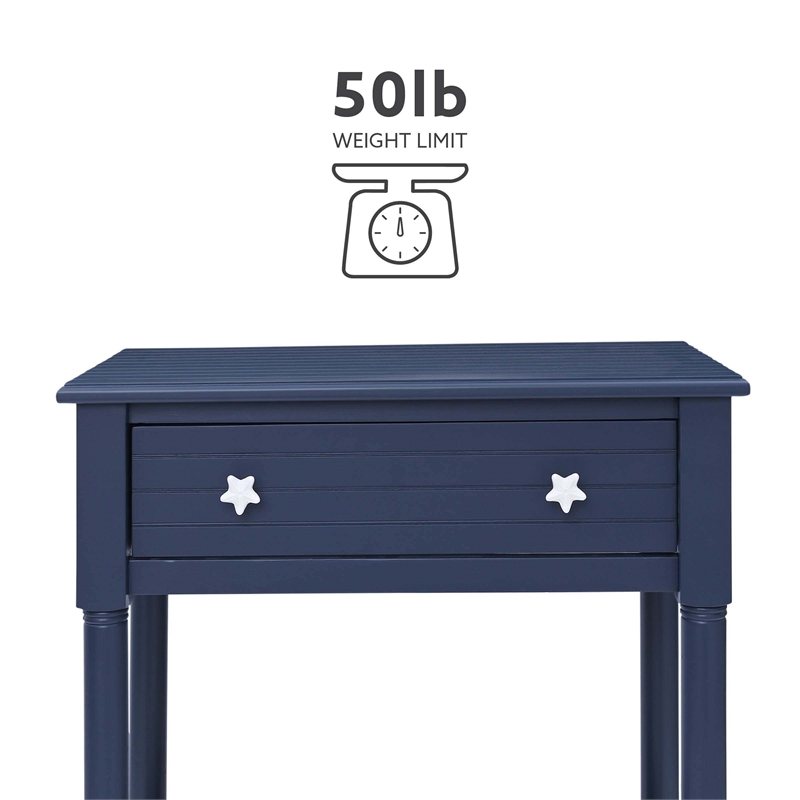 Pemberly Row Wood Accent Starfish Coastal Side Table in Navy