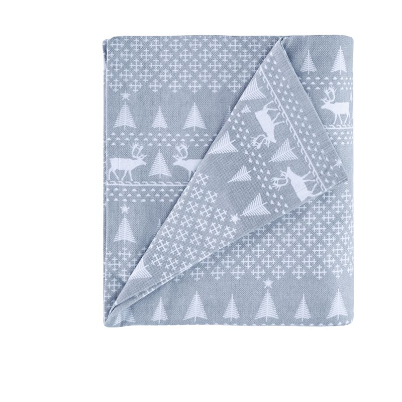 Pemberly Row 100 Percent Cotton Flannel Printed Sheet Set in Blue Winter Frost