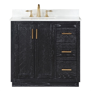 Pemberly Row 36&quot Single Bathroom Vanity Set in Black Oak without Mirror