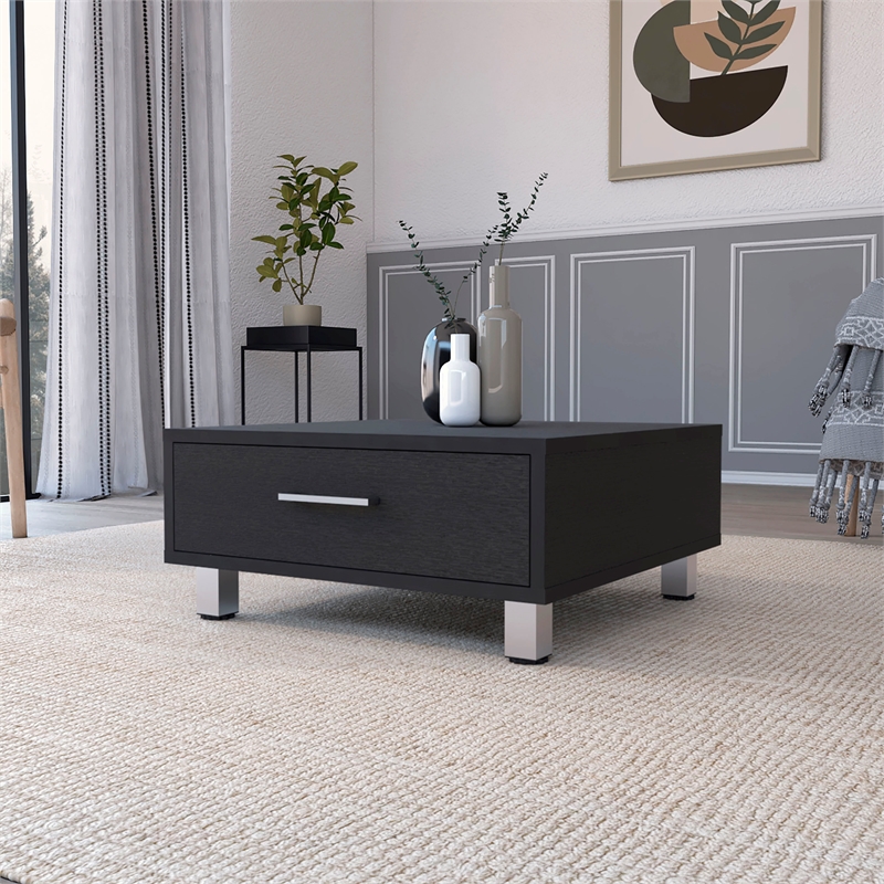 Pemberly Row Modern Coffee Table Black Wengue Engineered Wood