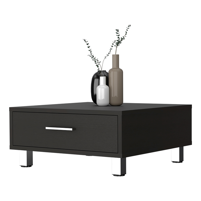 Pemberly Row Modern Coffee Table Black Wengue Engineered Wood
