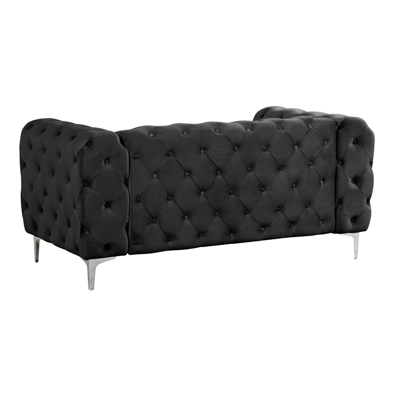 Pemberly Row 3-Piece Couches Velvet Fabric Living room furniture Set - Black