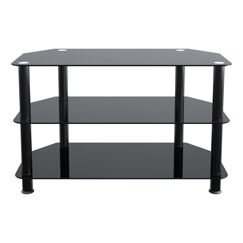 Pemberly Row Steel and Glass TV Stand for up to 42